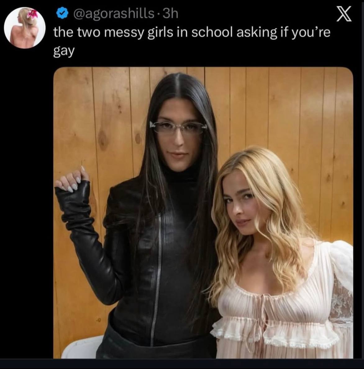 @agorashills-3h the two messy girls in school asking if you’re gay к*