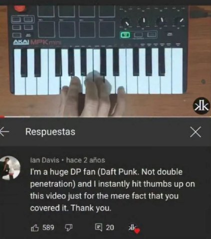 Aid lan Davis hace 2 айо$ a a huge fan (Daft Punk. Not double penetration) and instantly hit thumbs up on this video just for the mere fact that you covered it. Thank you. 589
