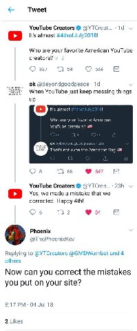 Tweet YouTube Creators @YTCreat... It's almost #4thofJuly2018! Who are your favorite American YouTube creators? 337 54 @Beyondgoodpeace When YouTube just keep messing things up It's almost Who are you