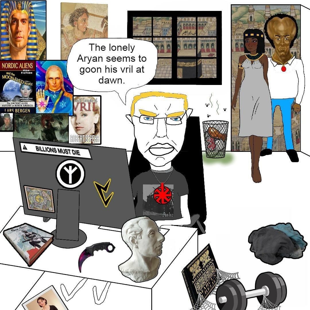 rer i= The lonely Aryan seems to ALIENS goon his vril at dawn. BERGEN