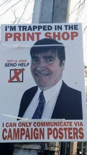 TRAPPED IN THE SEND HELP 1 CAN “ONLY COMMUNICATE VIA CAMPAIGN POSTERS