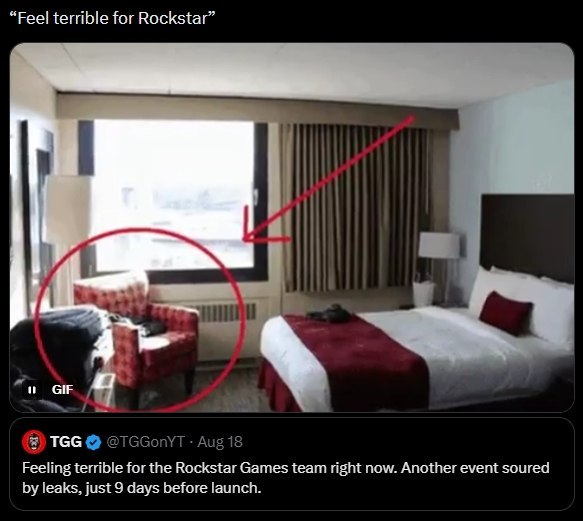 “Feel terrible for Rockstar” a GIF тес с Feeling terrible for the Rockstar Games team right now. Another event soured leaks, just 9 days before launch.