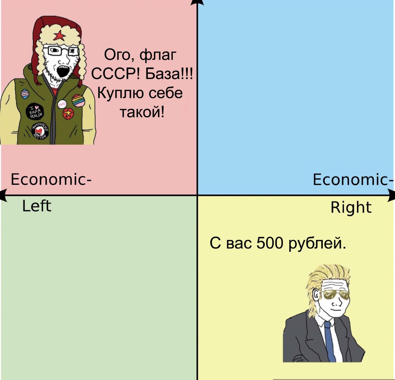 Ого, флаг СССР! База!! \Kynnto себе я такой! Economic- Economic- Left Right С вас 500 рублей.
