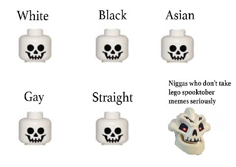 White Black Asian Niggas who don’t take lego spooktober Gay Straight memes seriously 6.8