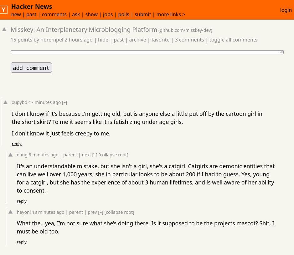 Misskey: Interplanetary Microblogging Platform (github.com/misskey-dev) 15 points nbrempel 2 hours ago hide past archive favorite 3 comments toggle all comments add comment xupybd 47 minutes ago I don