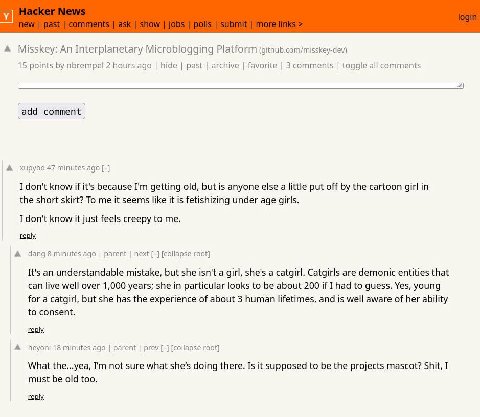 Misskey: Interplanetary Microblogging Platform (github.com/misskey-dev) 15 points nbrempel 2 hours ago hide past archive favorite 3 comments toggle all comments add comment xupybd 47 minutes ago I don