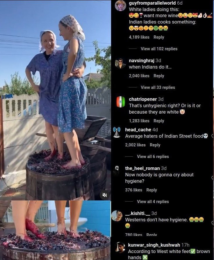 guyfromparallelworld White ladies doing this: want more Indian ladies cooks something: 4,189 likes Reply View all 102 replies navsinghraj when Indians it... 2,040 likes Reply View all 33 replies chatr