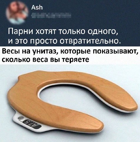 Ash Парни хотят только одного, и это просто отвратительно. Весы на унитаз, которые показывают, сколько веса вы теряете