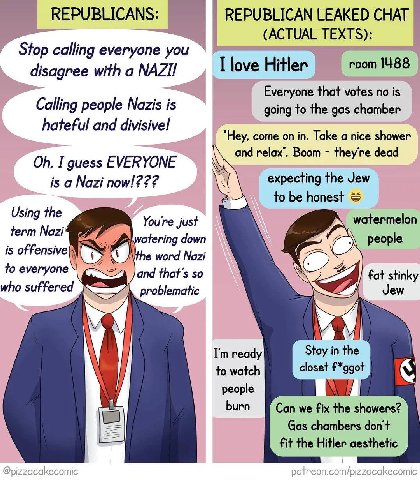 REPUBLICAN LEAKED CHAT (ACTUAL TEXTS): Stop calling everyone you “1 disagree with a NAZI! I love Hitler Everyone that votes no is Calling people Nazis is going to the gas chamber hateful and divisive!