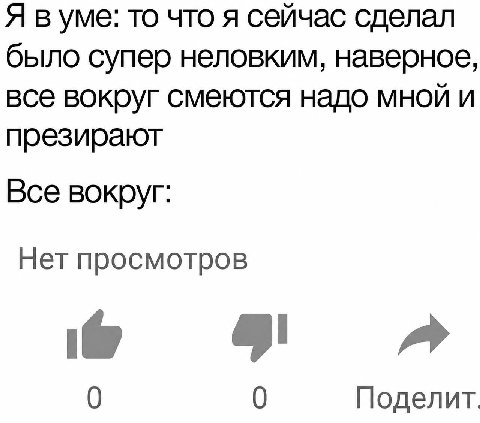 Я вуме: то что я сейчас сделал было супер неловким, наверное, все вокруг смеются надо мной и презирают Все вокруг: Нет просмотров 0 Поделит.