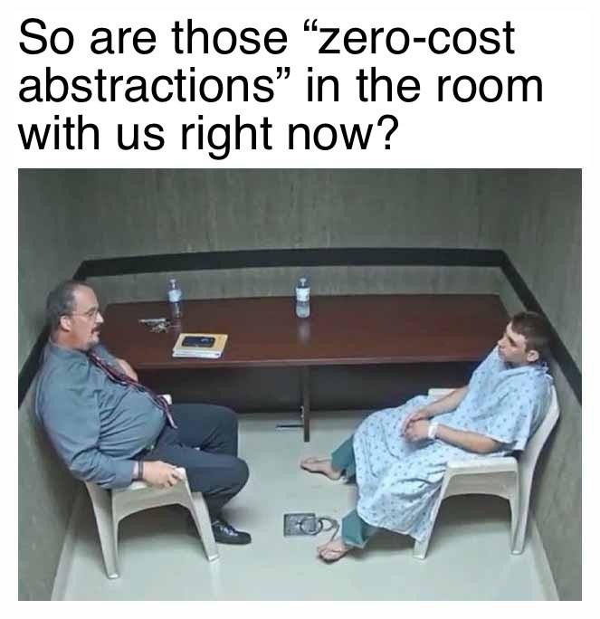 So are those “zero-cost abstractions” in the room with right now?