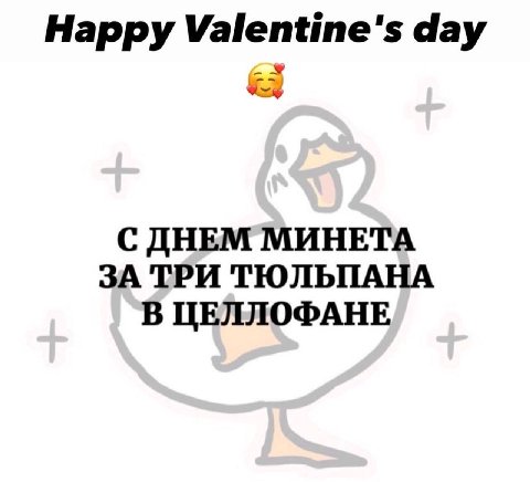 Happy Valentine's day С ДНЕМ МИНЕТА ЗА ТРИ ТЮЛЬПАНА В ЦЕЛЛОФАНЕ