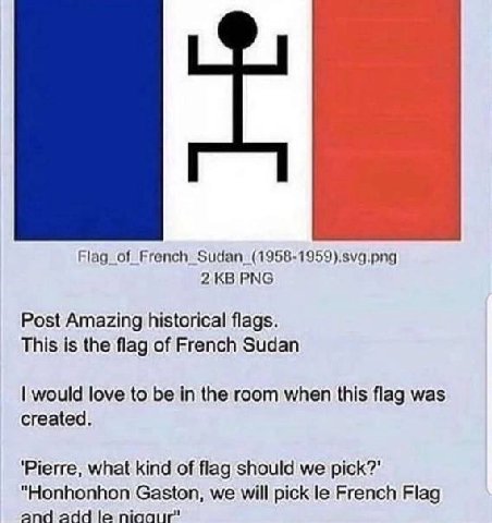 PNG Post Amazing historical flags. This is the flag of French Sudan would love to be in the room when this flag was created. what kind of flag should we "Honhonhon Gaston, we will pick French Flag and