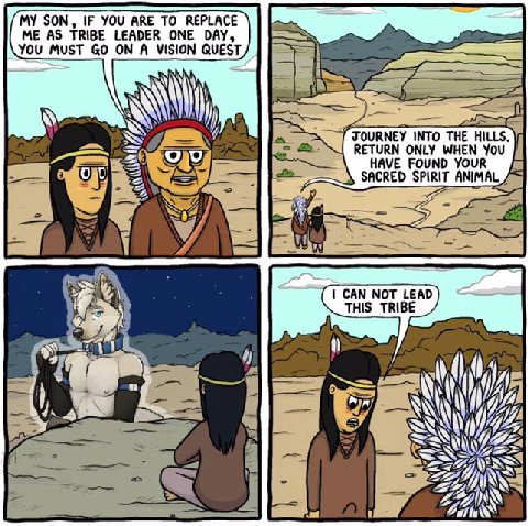 SON, IF YOU ARE TO REPLACE ME AS TRIBE LEADER ONE DAY, YOU MUST ON A VISION QUEST JOURNEY INTO THE HILLS, 2 gov RETURN ONLY WHEN YOU НАМЕ FOUND YOUR О SACRED SPIRIT ANIMAL у 2 4 IGS iss