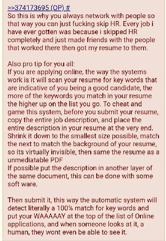 >>374173695 So this is why you always network with people so that way you can just fucking skip Every job have ever gotten was because i skipped completely and just made friends with the people that w