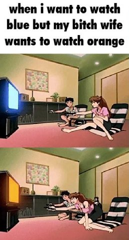 when i want watch blue but my bitch wife wants to watch orange