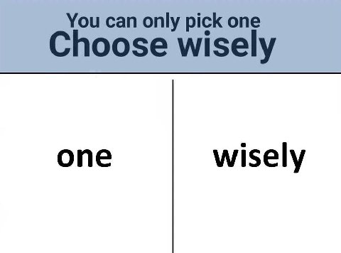 You can only pick one Choose wisely one wisely