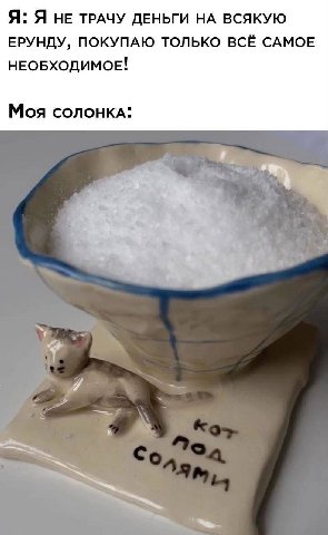 Я: Я нЕ ТРАЧУ ДЕНЬГИ НА ВСЯКУЮ ЕРУНДУ, ПОКУПАЮ ТОЛЬКО ВСЁ САМОЕ НЕОБХОДИМОЕ! Моя Ж