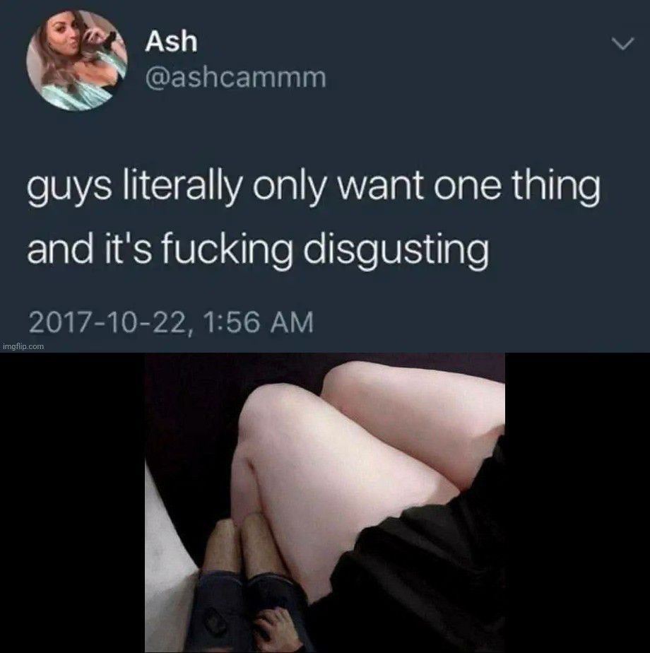 Ash @ashcammm guys literally only want one thing and it's fucking disgusting 2017-10-22, 1:56