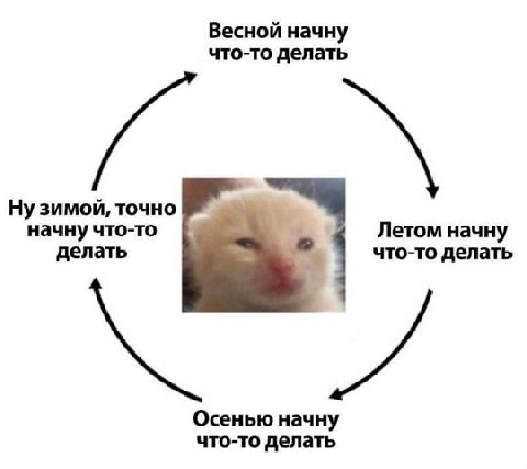 Весной начну что-то делать Ну зимой, точно начну что-то Летом начну делать что-то делать Осенью начну что-то делать