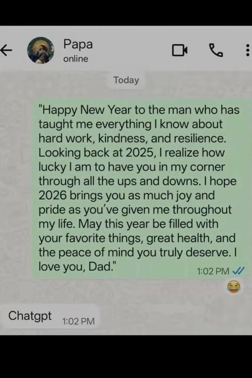 Рара online Today “Happy New Year to the man who has taught me everything know about hard work, kindness, and resilience. Looking back at 2025, realize how lucky to have you in my corner through all t