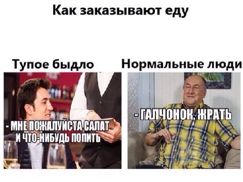 Как заказывают еду Тупое быдло Нормальные люди МНЕ И ЧТО: НИБУДЬ we