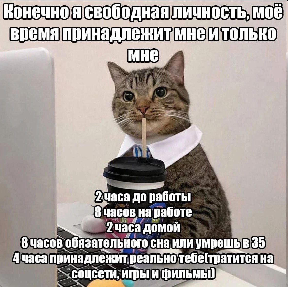 свободная личность, моб Время принадлежит мнеи только i 8 часов на работе 2 часа домой 8 часов обязательного сна или умрешь в 35 4 часа принадлежит реальнотебе(тратитсяна соцеети, игры и