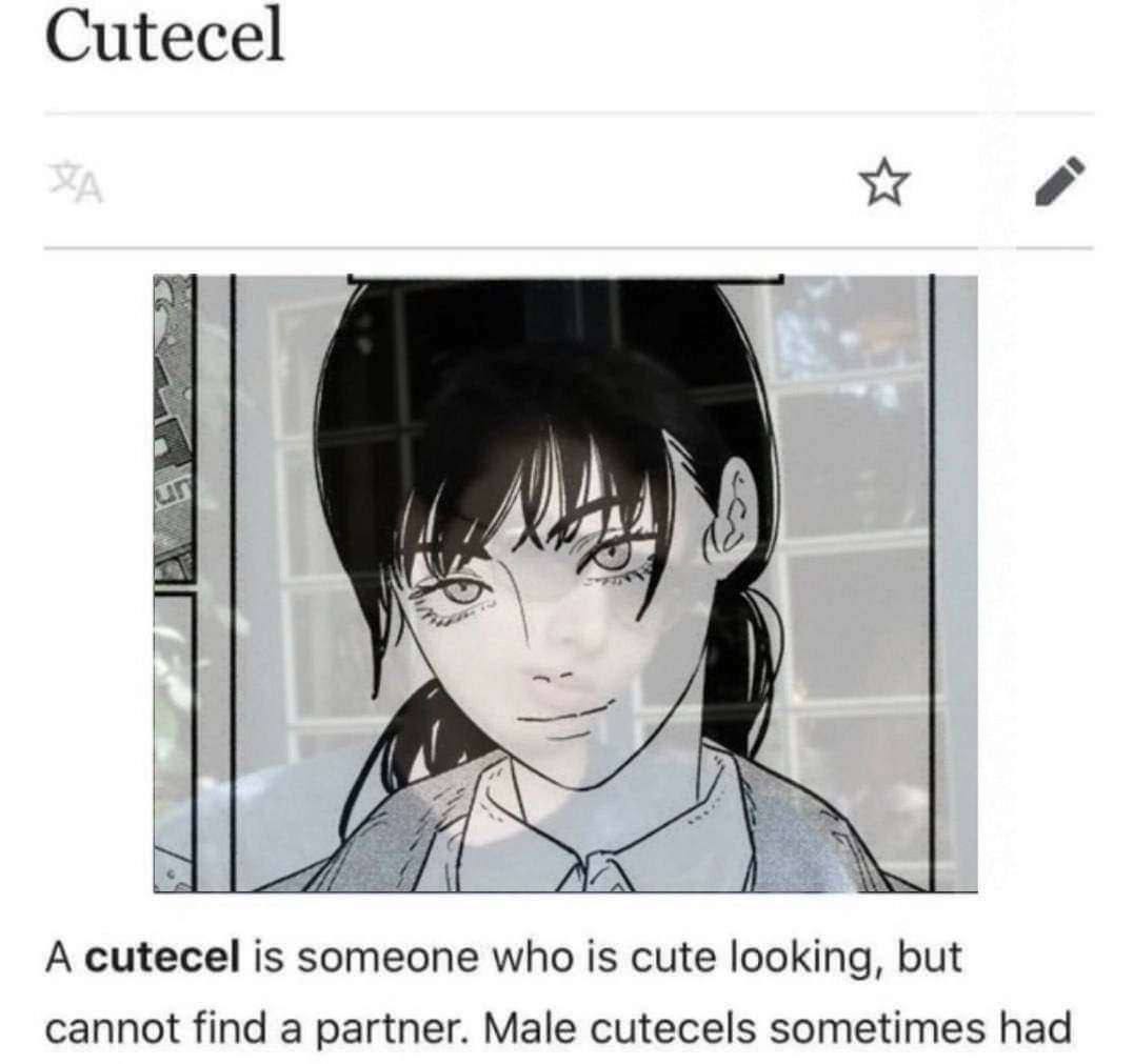 Cutecel А A A А cutecel is someone who is cute looking, but cannot find a partner. Male cutecels sometimes had