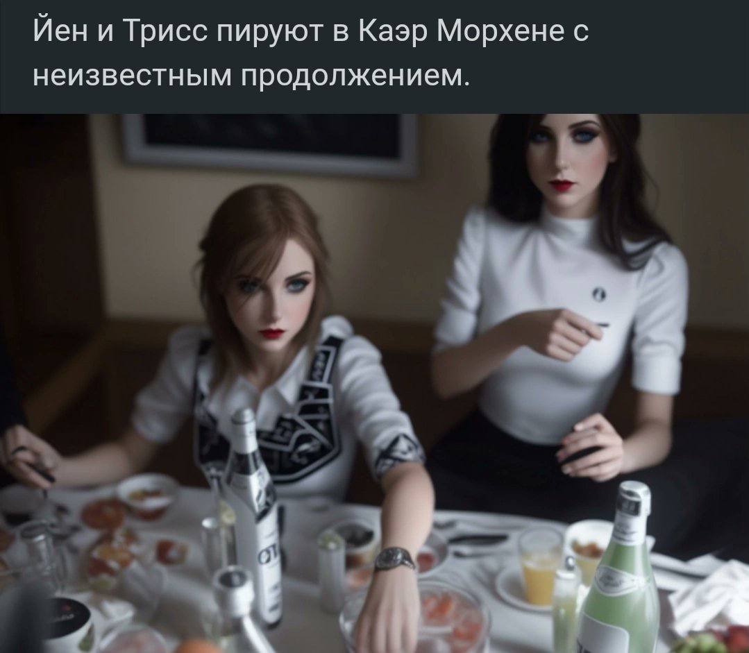 Йен и Трисс пируют в Каэр Морхене с неизвестным продолжением. a