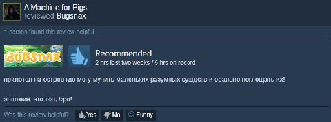 A Machine for Pigs reviewed Bugsnax 1 person found this review helpful 3 Кесоттепаеа 2 last two weeks 5 hrs on record прилетел на остров где могу мучить маленьких разумных существ и орально поглощать 