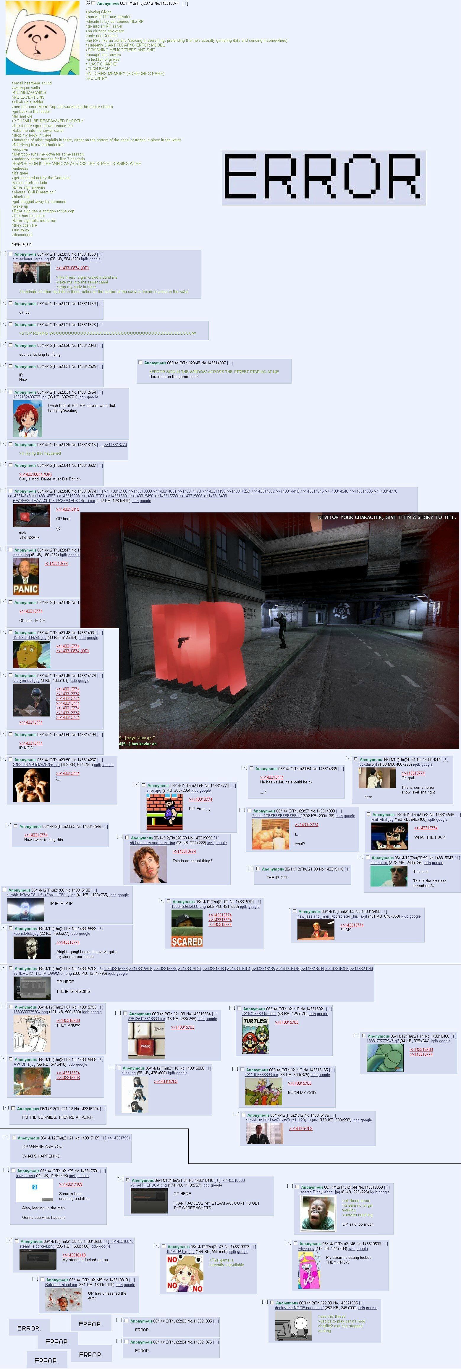 Anonymous 06/14/12(Thu)20:12 No.143310874 GMod >bored of TTT and to try out serious НЕ into an server ens anywhere Combne 42. he RPs like an autistic (radioing in everything, pretending that he's actu