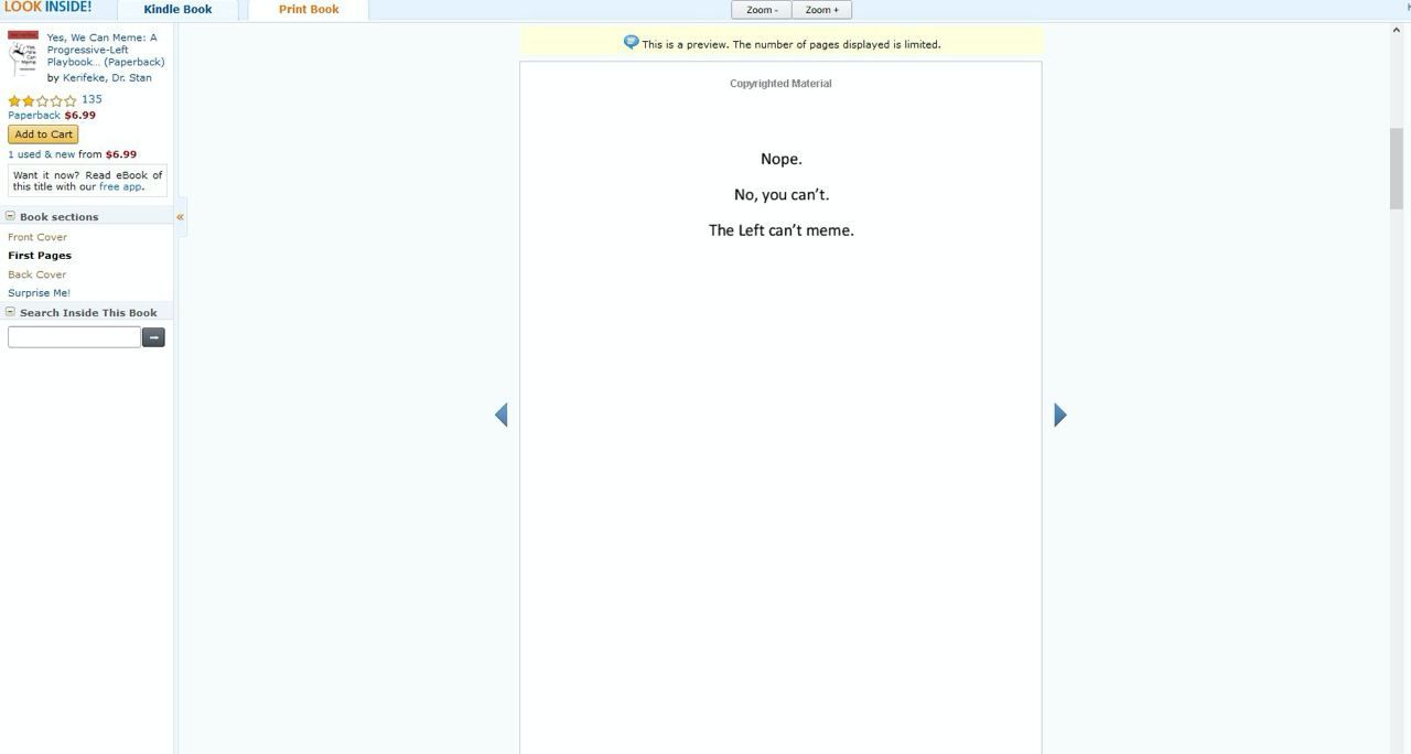 LOOK INSIDE! Kindle Book Print Book Zoom Zoom+ Yes, We Can Meme: А This is а preview. The number of pages displayed is limited. Progressive-Left Playbook... (Paperback) Kenfeke, Stan Copyrighted Mater