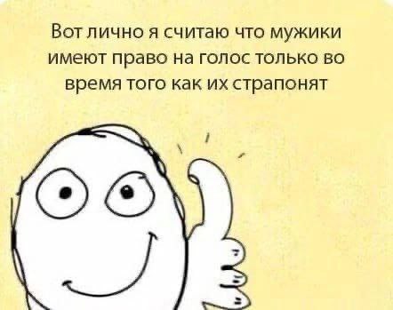 Вот лично я считаю что мужики имеют право на голос только во время того как страпонят ОГО,
