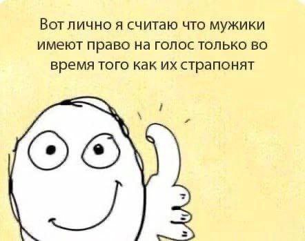 Вот лично я считаю что мужики имеют право на голос только во время того как страпонят ОГО,