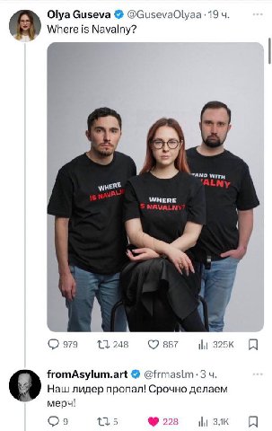 Olya Guseva 4 Where is Navalny? With WHERE WHERE 979 248 887 [и fromAsylum.art Наш лидер пропал! Срочно делаем мерч! 9 115 223 ЗАК