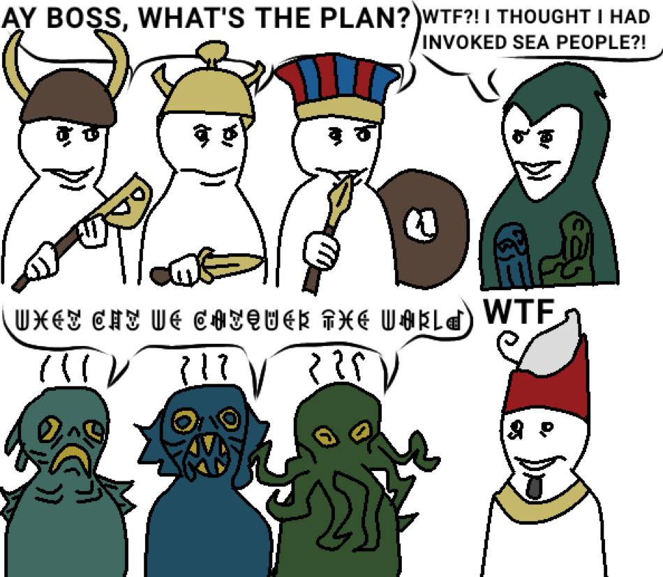 BOSS, THE PLAN? )МТЕ?! THOUGHT HAD INVOKED SEA PEOPLE?! CRY WE 9 6 8