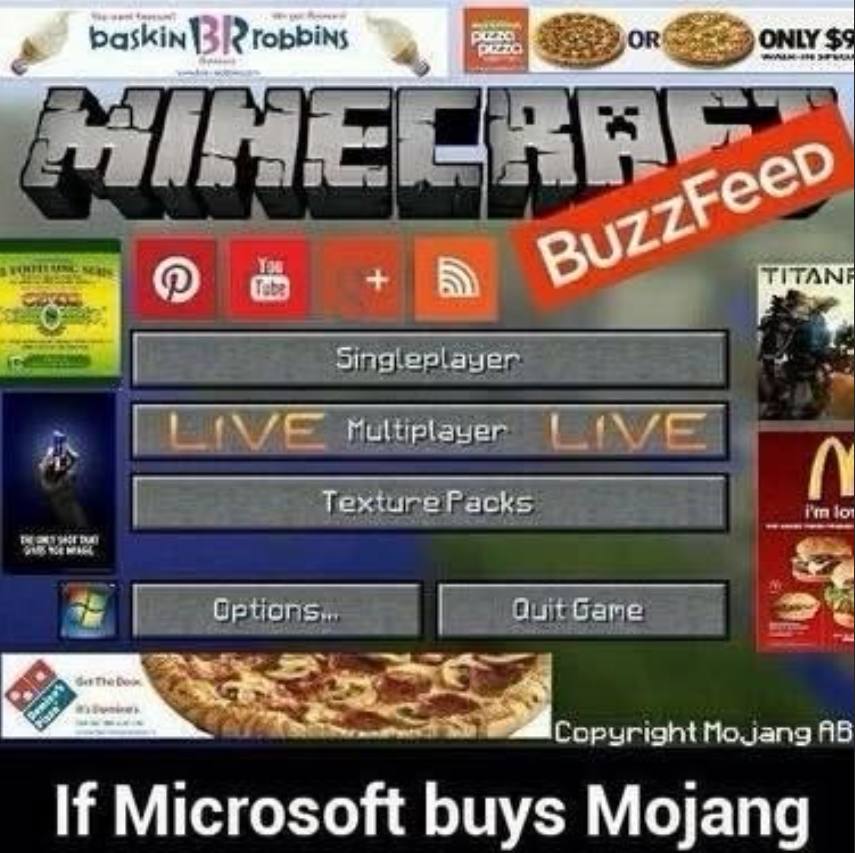 ayer Care 95 If Microsoft buys Mojang