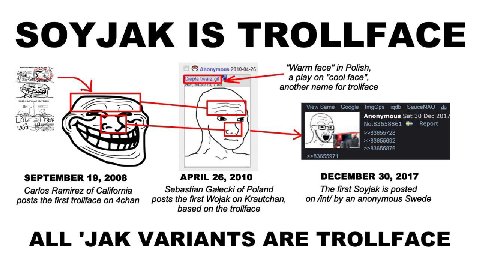 SOYJAK IS TROLLFACE Anonymous 2010-04-26 "Warm face" in Polish, git a play on "cool face", another name for trollface SauceNAO a уто Sat 30 Dec 201 Report =a DECEMBER 30, 2017 SEPTEMBER 19, 2008 APRIL