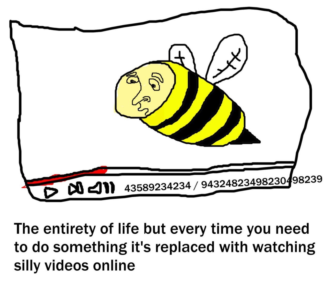 AN 43589234234 94324823498230498239 The entirety of life but every time you need to something it's replaced with watching silly videos online