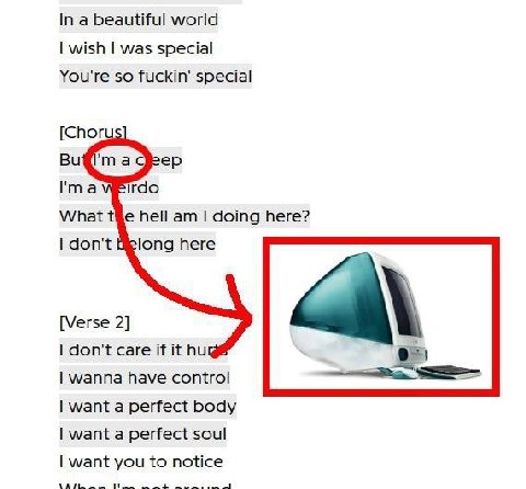 In a beautiful world wish was special You're so special [Chor [mag eep a Weirdo What hell doing here? don't here [Verse 2] don't саге if it wanna have control want a perfect body want a perfect soul w