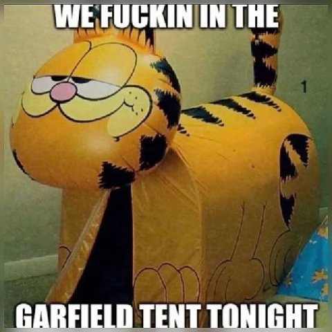 WE FUCKIN IN THE GARFIELD TENT TONIGHT
