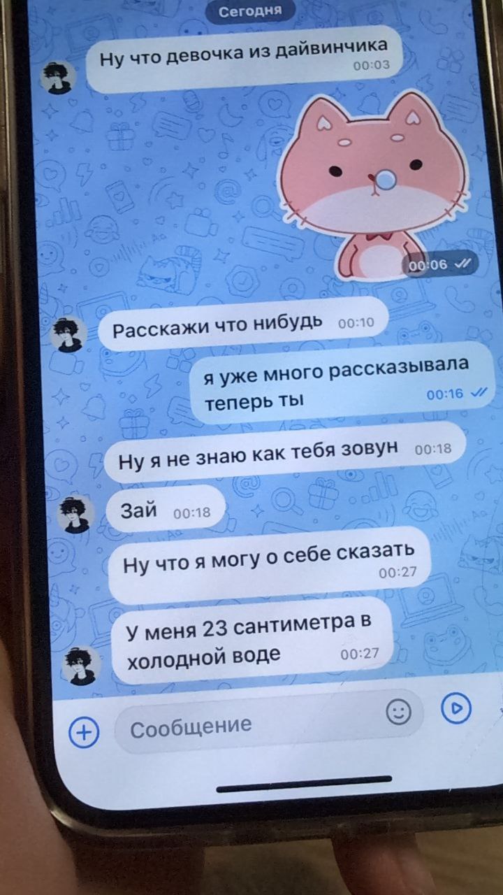 Сегодня Ну что девочка из дай винчика и Расскажи что нибудь я уже oro рассказывала теперь ты Нуян знаю как тебя зовун Зай Ну мог у о себе сказать у меня 23 сантиметрав холодной воде Сообщение