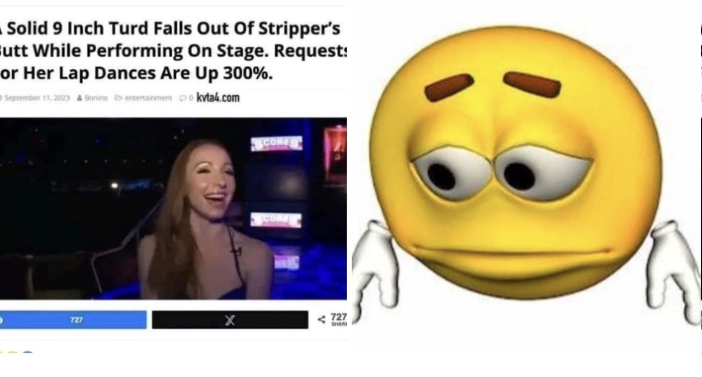 Solid 9 Inch Turd Falls Out Of Stripper’s jutt While Performing On Stage. Request: or Her Lap Dances Are Up 300%. kvtaé.com 2 727
