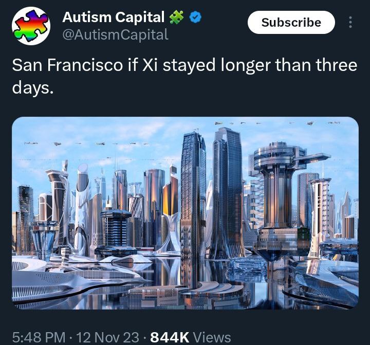 Autism СарКа! 4% @AutismCapital San Francisco if stayed longer than three days 24 и 9 я 5:48 12 Nov 23 Views