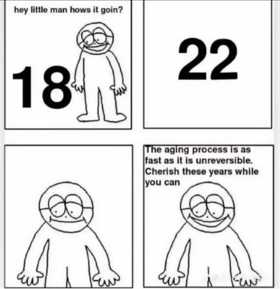 hey little man hows it goin? 22 18 fast as it is unreversible. aging process Is as Cherish these years while you can