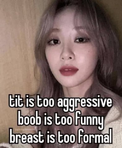 is Coo boob is too Funny breast is too Formal