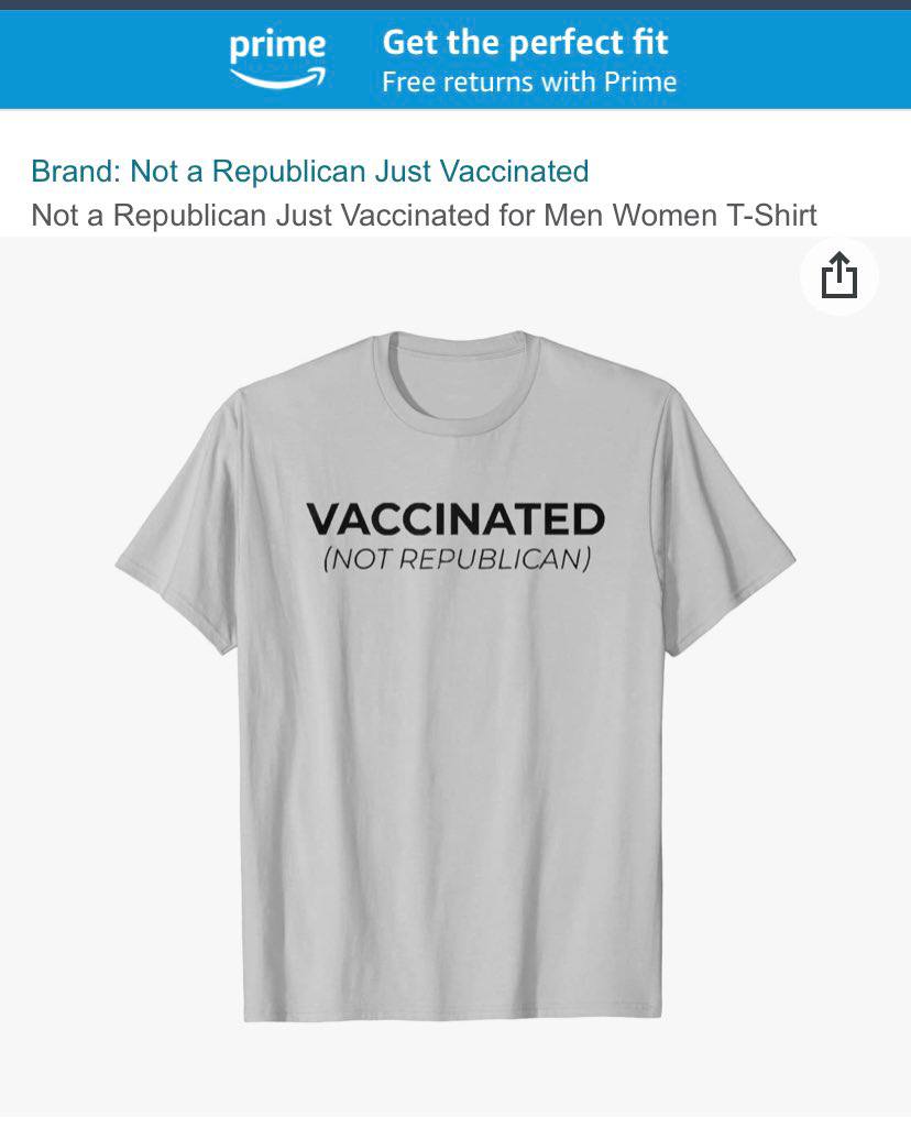 prime Get the perfect fit Free returns with Prime Brand: Not a Republican Just Vaccinated Not a Republican Just Vaccinated for Men Women T-Shirt