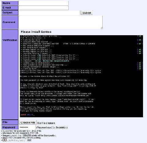 Мате Submit Please install Gentoo ber generator 1 ran Verification arti sys Har ian Detecte Dao CPU 00 2.206 Not ing Bios 1 ading on Bunning dparn on Netuor! broadcs: ing for Netuork ethi detected, br