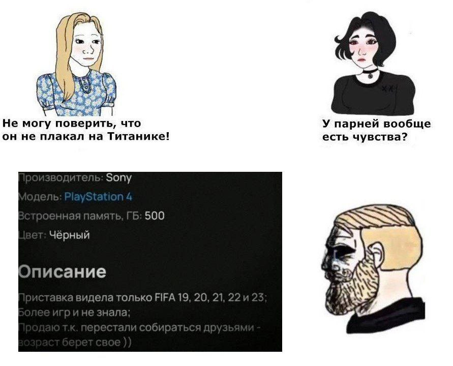 А 58 Не могу поверить, что У парней вообще он не плакал на Титанике! есть чувства? Sony 500 SSS Чёрный Описание вка видела только FIFA 19, 20, 21, 22и: