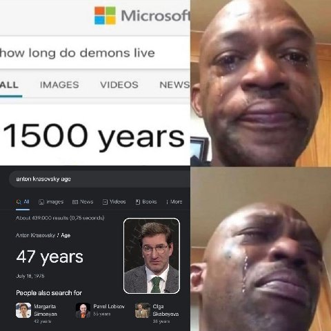 Microso long demons live ALL IMAGES VIDEOS МЕМ/ anton krasovsky age Image Videos Books More About 439.000 results (0,75 seconds) Anton Krasovsky Age 47 уеаг$ July 18, 1975 People also search for Marga